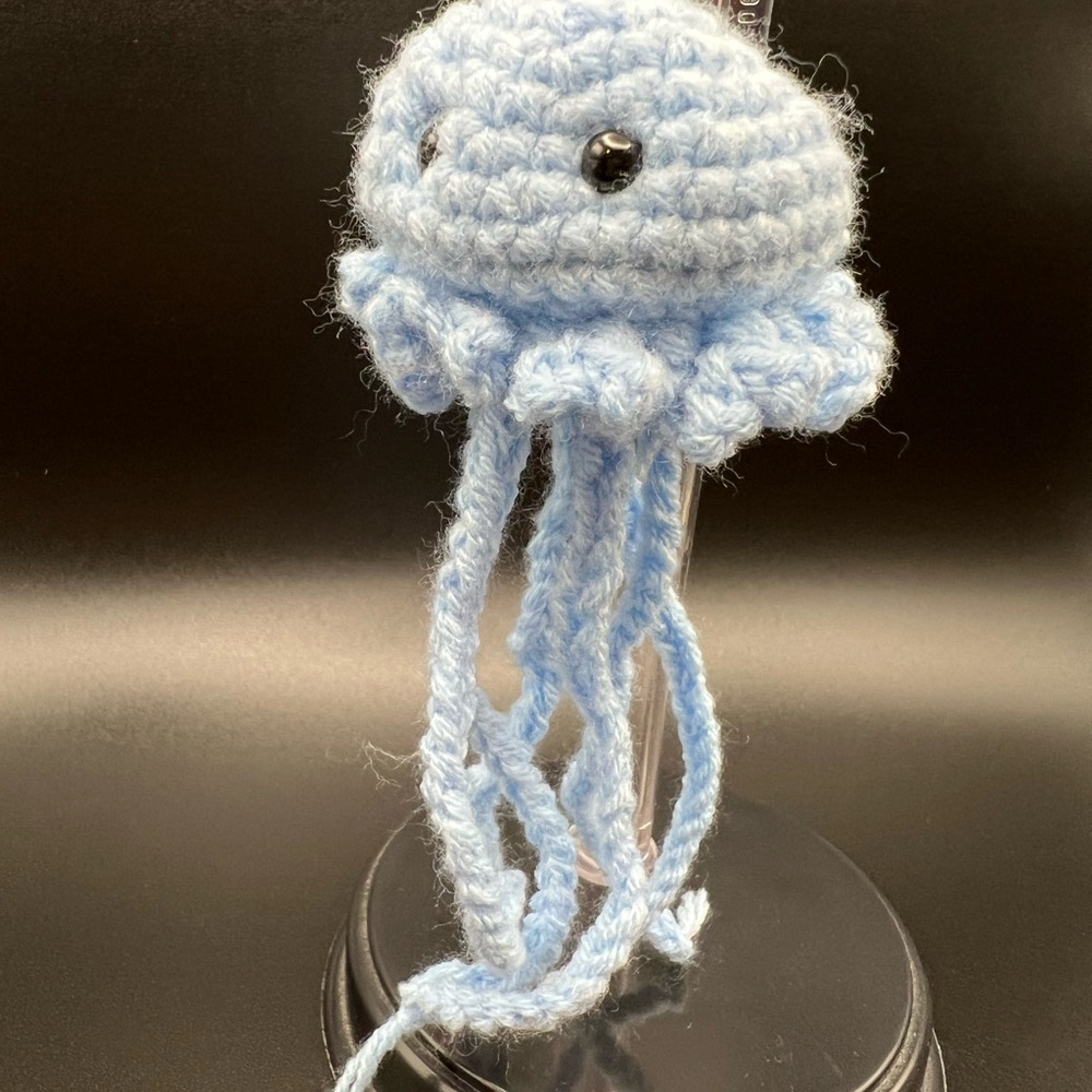 4” Handmade Light Blue Crochet Jellyfish Plush